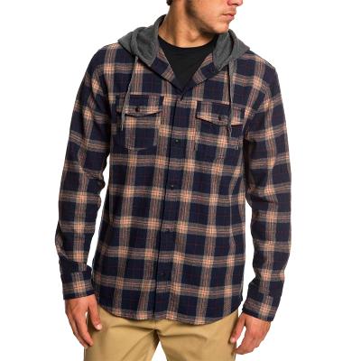 China Wholesale Custom Anti Shrink Fit Loose Fit Cheap Mens Flannel Casual Plaid Shirts With Hood for sale