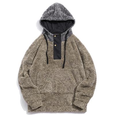 China Wholesale Custom Fashion Anti-Shrink Colorblock Anti-Shrink Spliced ​​Fluffy Kangaroo Pocket Hoodie for sale