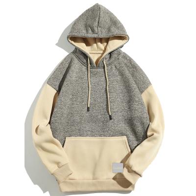 China 2020 Spring New Arrival Anti-pilling Hoody Men's Fleece Drawstring Pullover Hoodie Thick Warm Color Block for sale