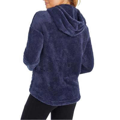 China Custom Made Anti Shrink Faux Fur Cheap Thick Pullover Royal Blue Winter Royal Blue Hoodie For Women Wholesale for sale