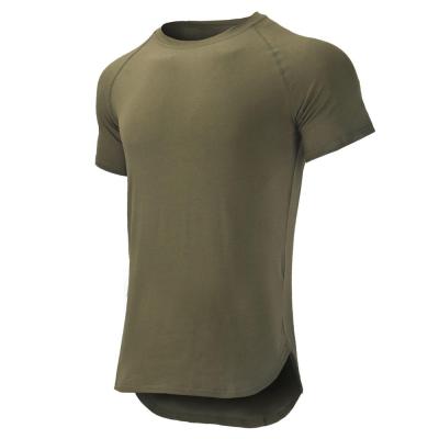 China Viable Viable Men's Gym T-shirts 95 Dry Fit Plain Cotton 5 Spandex Gym Tees Curved Edge for sale