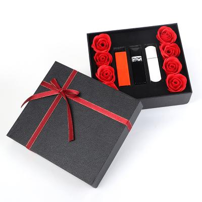 China Birthday Gift Customized Biodegradable Rose Paper Box With Lipsticks Bowknot For Valentine's Day for sale