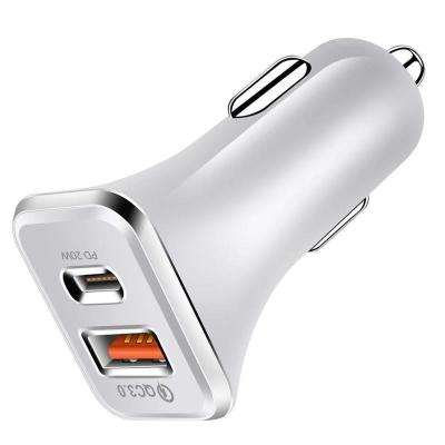 China 36W Metal Aluminum Alloy 36W Palladium Metal Car Charger USB C 9V/5A Mobile Phone Charging QC3.0 Dual Port Fast Fast Adapter for sale