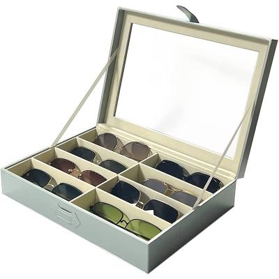 China Glasses Custom Design PU Glass Boxes Velvet Glass Hand Made Leather Storage Boxes for sale