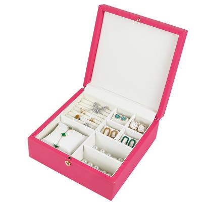 China Fashion Travel Jewelry Box Organizer Display Storage Case for Rings Earrings Necklace with Small Mirror for sale