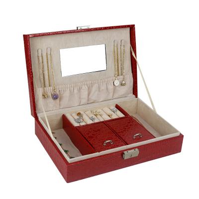 China Fashion Best Selling Classic Organizador De Joyas Necklace And Ring Box PU Leather Jewelry Storage Box For Woman for sale