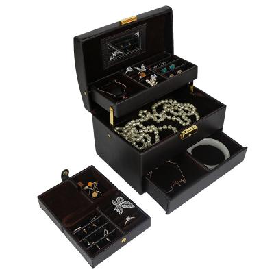 China Fashion Luxury PU Leather Jewelry Storage Portable Case For Earrings Bracelets Rings Necklace Display Storage Boxes for sale