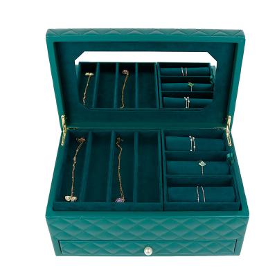 China Wholesale Jewelry Storage Velvet Organizer Jewelry Box Ring Necklace Girls With Lock Jewelry Box Earring PU Leather Jewelry Boxes for sale