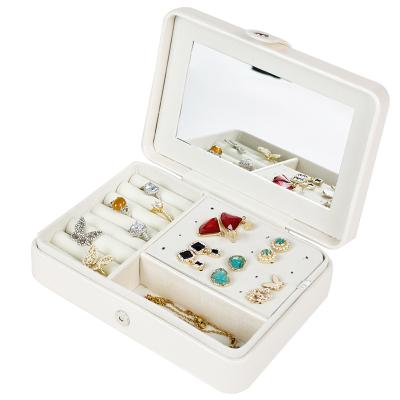 China Fashion Women Earring Ear Stud Mirror Pattern PU Glass Jewelry Packaging Leather Gift Boxes Travel Jewelry Box for sale