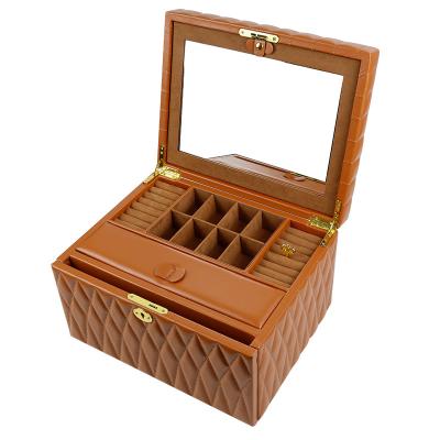 China Necklace Storage Woman Box Luxury Jewelry Storage Packaging Gift Large Display Box One Button Automation Open Leather Jewelry Boxes for sale