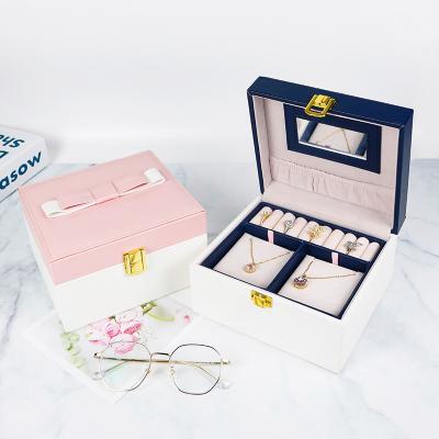 China Wholesale Custom Luxury Special Portable Box Lock Travel Design PU Leather Jewelry Box for sale