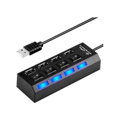 China 4-port usb2.0 hub with independent power switch buttonfor charging desktop laptop extension 20 4-port HUB for sale