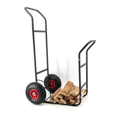 China Easy Movable Firewood Cart Hand Cart Firewood Rack Log Holder HR-CHJTC-009 for sale