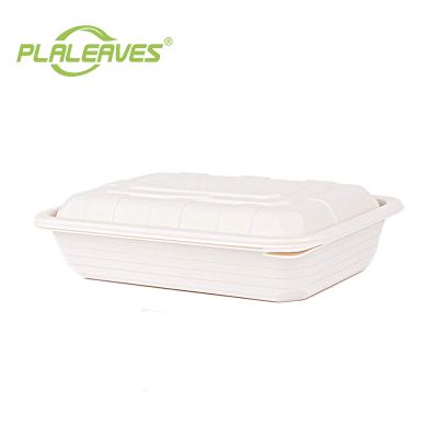 China Minimalist PLALEAVES Bento Lunch Box Eco Friendly Biodegradable Cornstarch Disposable Food Containers Take Out for sale