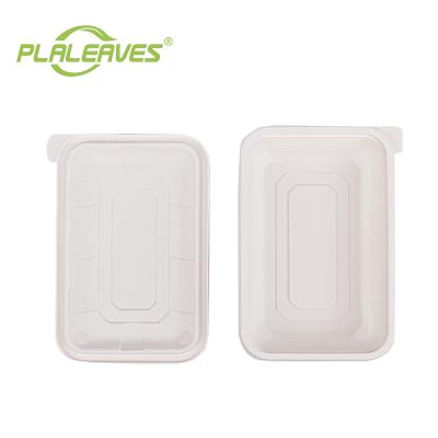 China PLALEAVES Minimalist Cornstarch Food Container Eco Friendly Biodegradable Disposable Lid For Delivery Microwave Lunch Box for sale