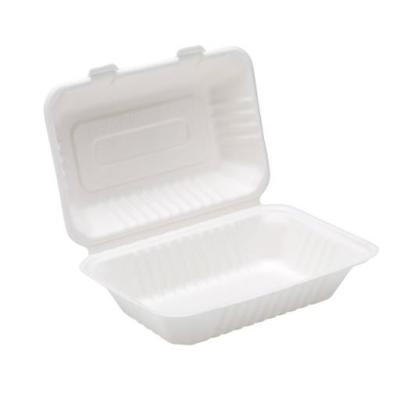 China Eco-Friendly Biodegradable/Microwavable/Waterproof and Oil-proof Disposable Bagasse Clamshell Food Container Biodegradable Packing Container for Caterer for sale