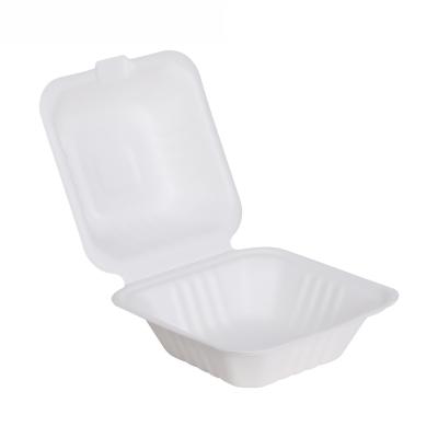 China Customized Biodegradable/Microwavable/Waterproof and Oil-proof Food Container Bagasse Clamshell Hamburger Boxes For Restaurant for sale