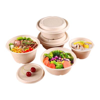 China Disposable Eco-friendly Biodegradable Factory Customized Biodegradable Bagasse Take-Out Food 1250ml 1500ml Disposable Soup Bowl With Lid for sale