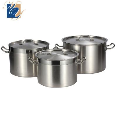 China Sustainable Wholesale Commercial Thick Composite Pots Restaurant Kitchen Stainless Steel Bottom Cooking Stock Pots for sale