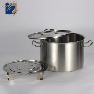 China Sustainable Stainless Steel Barrel Commercial Soup Pot Universal Stock Pot With Steam Rack for sale