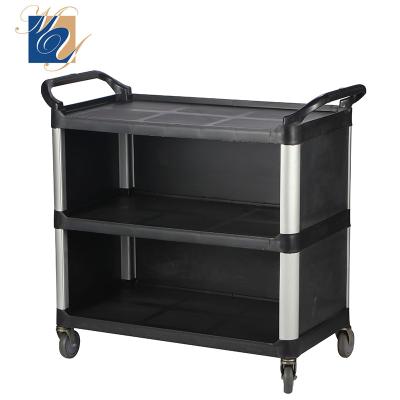 China Kitchen Resurant Hotel Restaurant Serving Cart Detachable Multi Purpose Three Layer Plastic Food Trolley Dining Trolley For Hotel for sale