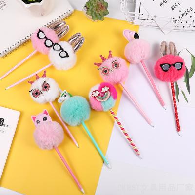 China office & School Pen Custom Design Low Price Owl Fur Ballpoint Pen Pen For School Novelty Stationery Promotion Gift for sale