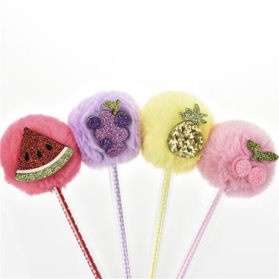 China office & School pen 2020 stationery plush ball gift ball pens creative slim ballpoint pen fruit ball pen for sale