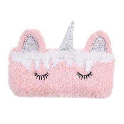 China Kawaii Unicorn Girl Rainbow Stationery Case Student Cartoon Furry Pencil Bag Storage Bag Cartoon Plush Pencil Bag Gift for sale