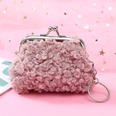 China Fashion \ 3 inch cute girl heart purse new plush coin purse pocket cute soft curly cute purse comfortable \ durable change for sale