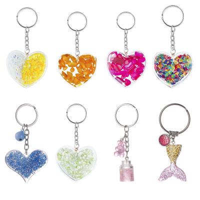 China Creative Cute Bear Shape Love Mermaid Tail Love Shape Key Chain Acrylic Gift Bag Ornaments Valentine's Day Key Chain for sale