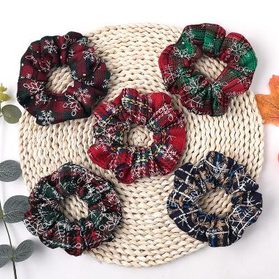 China Perfect Finish JA216A Women Girls Hair Ties Perfect Finish JA216A Print Lattice Elastic Hair Band Christmas Hair Scrunchies Ponytail Holder Festival Headband for sale