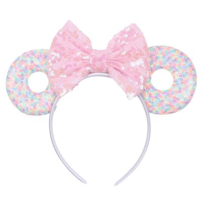 China Display/Collection/Gift 5 Inch 15 Styles Cute Baby Hair Sticks Mouse Ears Glitter Sequins Hangers Donut Hair Band For Girls Hair Accessories for sale