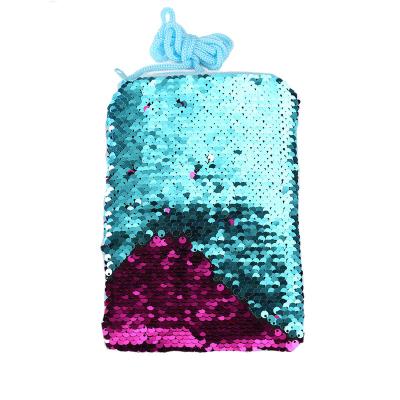 China Fashion Two Tone Flip Magic Mermaid Sequined Coin Purse Sequined Cross - Body Lanyard Sequined Small Square Bag Wallet Little Kids for sale