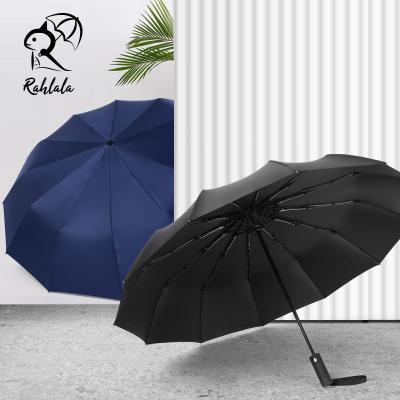 China Folding Rahlala Fully Automatic 12 Ribs Folding Umbrella Portable 3 Folding Travel Rain Umbrella for sale