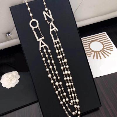 China Vintage earl rhinestone cc necklace for women design metal high quality vintage luxury jewelry for girl g necklace wedding gifts for sale