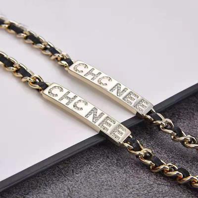 China Vintage Channel CC Necklace Women Long Style Stainless Steel Soft Bead CZ Jewelry Letter G Pendant Luxury Necklaces For Women for sale