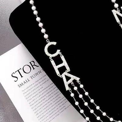 China CLASSIC Letter CC Necklaces For Women Design Gift Fashion Pearl Crystal Jewelry Letter Brand G Good Quality Pendant Necklace Sets for sale