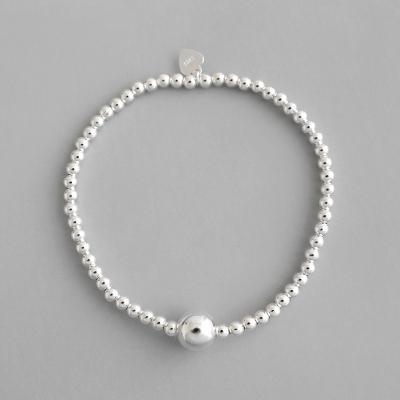 China Nickel free; Lead Free Korean Style Handmade Bead Chain Bracelet Beaded 925 Sterling Silver Bracelet For Young Girls Gifts for sale