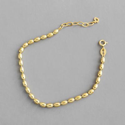 China Nickel free; Lead Free Selling 925 Sterling Silver Bracelet Ins Hot 18K Geometric Gold Plated Beaded Chain Bracelets For Women for sale