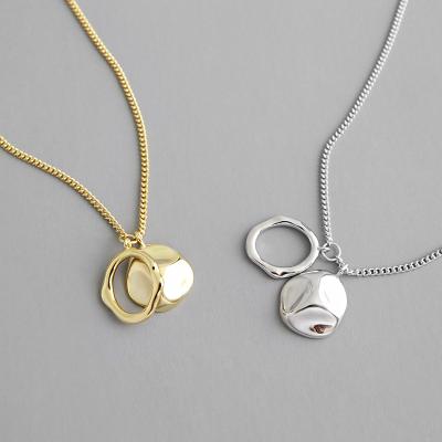 China 2020 New Arrival Lead And Nickel Free Geometric Coin Pendant Necklace S925 Sterling Silver Necklaces Collares Irregular For Women for sale