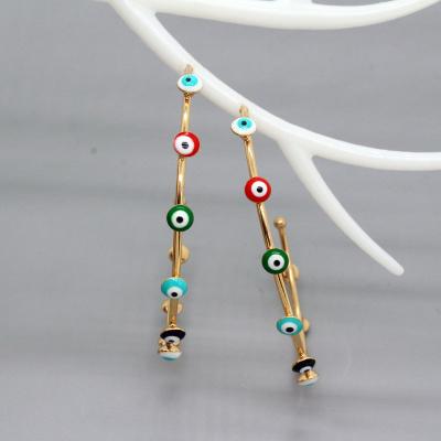 China Multi Colored Tone Evil Eyes Open Bangle Simple Style Gold Eye Bangle Bracelet Lead Free Nickel Free Personality for sale