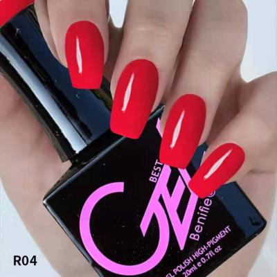 China Nail Art Beauty UV Gel Factory Free Sample Soak Off Nail Polish UV Gel Series Red Color Gel 20ml for sale