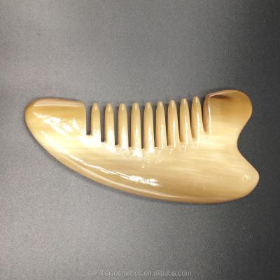 China Naturally Eco-Friendly Head Horn Massage Comb Naturally Eco-Friendly Horn Comb Gua Sha Scraping Comb for sale