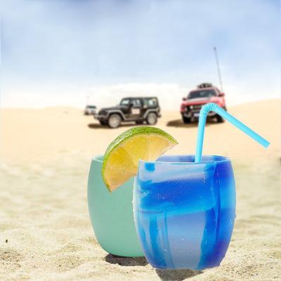 China Wholesale Outdoor Minimalist Amazon Hot Sale Summer Bar Party With Built-in Ice Silicone Cup Couples Drinks Cups Wine Glass for sale