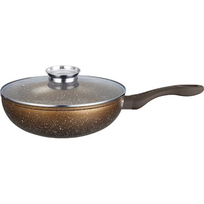 China Sustainable Aluminum 28cm Stone Coating Wok With SS Knob for sale