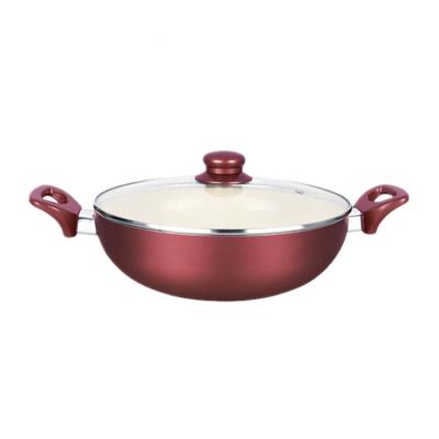 China Sustainable Customized Aluminum Alloy Ceramic Deep Kadai With Glass Lid for sale