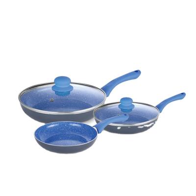 China Hot Selling Cheap Custom Made 3pcs Viable Pan Set Nonstick Electric Frying Pan with Marble Coating for sale