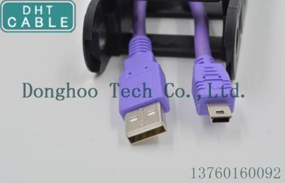 China A aan de Minib-Belemmeringsketen Kabel van Camerausb, Volledig Beschermd USB 2,0 kabel in Violette Kleur Te koop