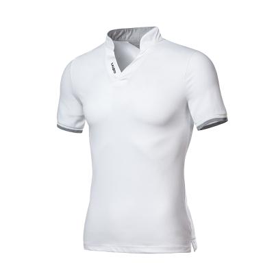 China Plus Size Summer Men's Short Sleeve T-shirt Solid Color V-Neck Embroidery Sweater for sale