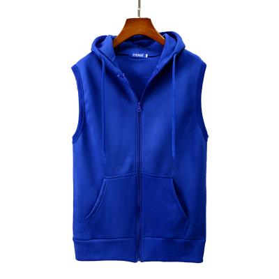 China 2020 Men's Solid Color Zipper T-shirt Breathable Hooded Sleeveless Lightweight Cardigan Customized Wholesale for sale